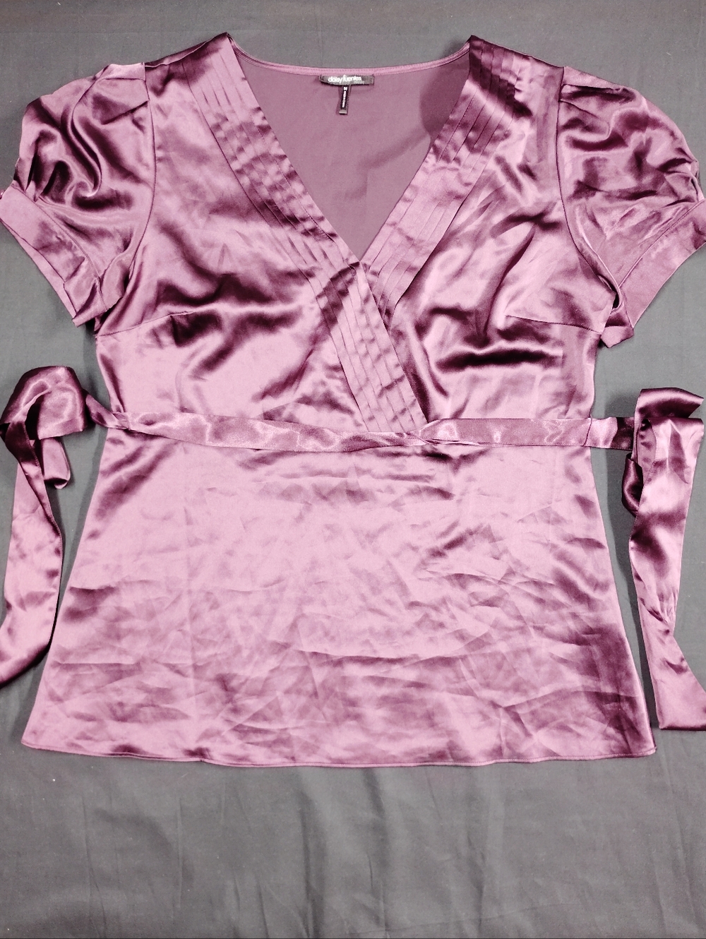 Daisy Fuentes Satin Wrap Blouse in Mauve